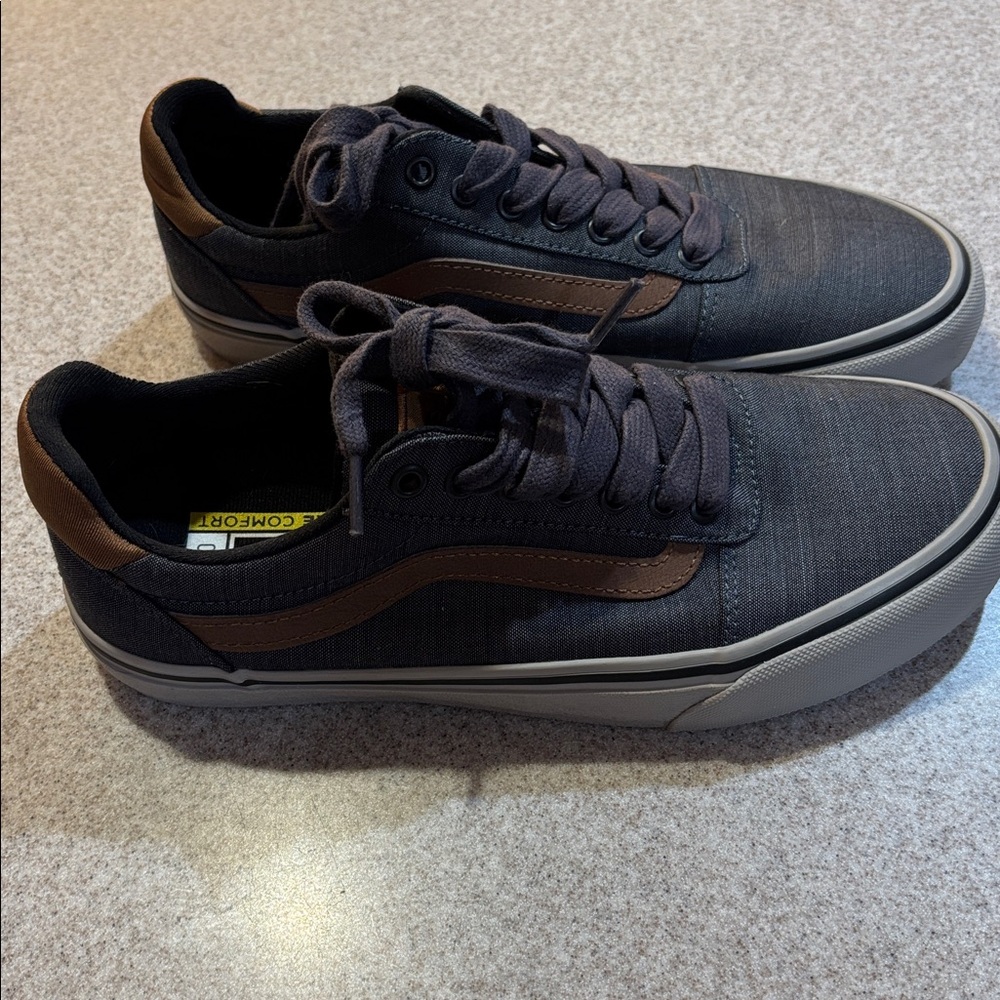 Vans Ward Deluxe Skate Sneakers Gray Brown Ortholite Comfort Men's 8.5